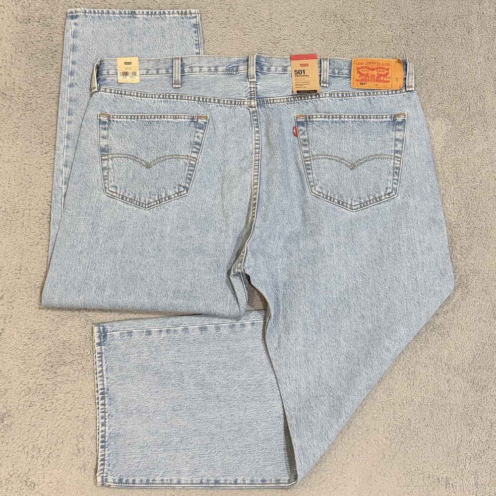 Levis 501 Original Men's 46x29 Straight Leg Button Fly Light Wash Denim *READ